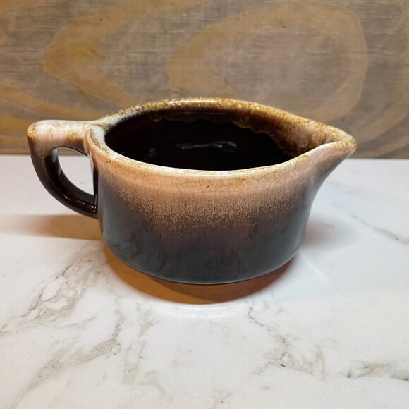 Creamer Pfaltzgraff Pottery Gourmet Brown Cream Drip Glaze Dish Country Kitchen - Picture 2 of 4